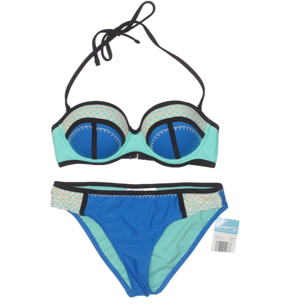 California Waves Crochet Trim Two Piece Bikini Set - Picture 2 of 6